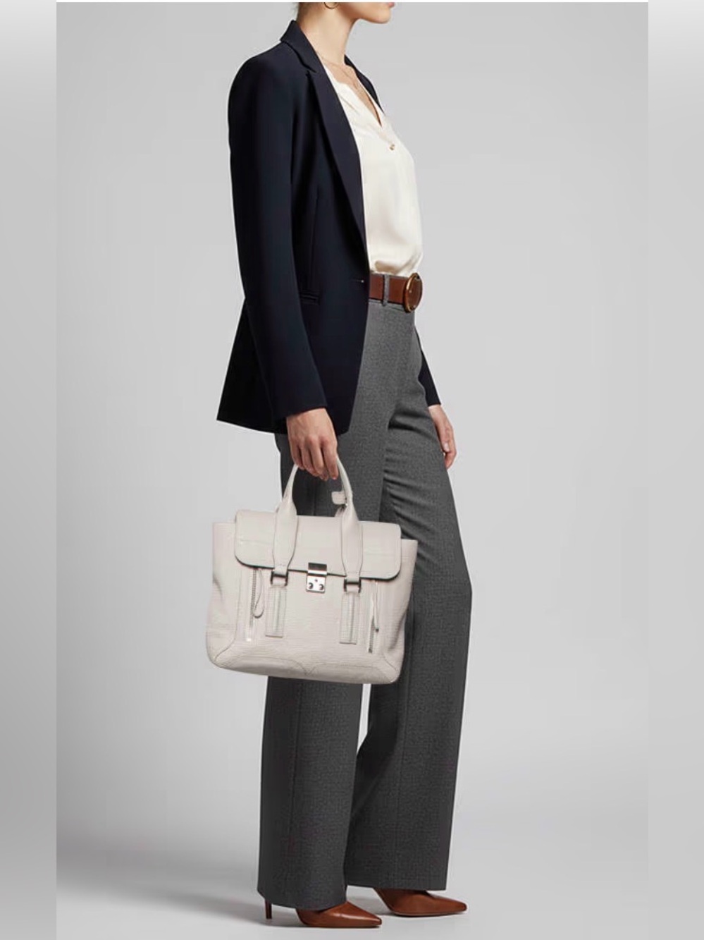 NWOT 3.1 Phillip Lim Pashli Medium satchel grey textured leather